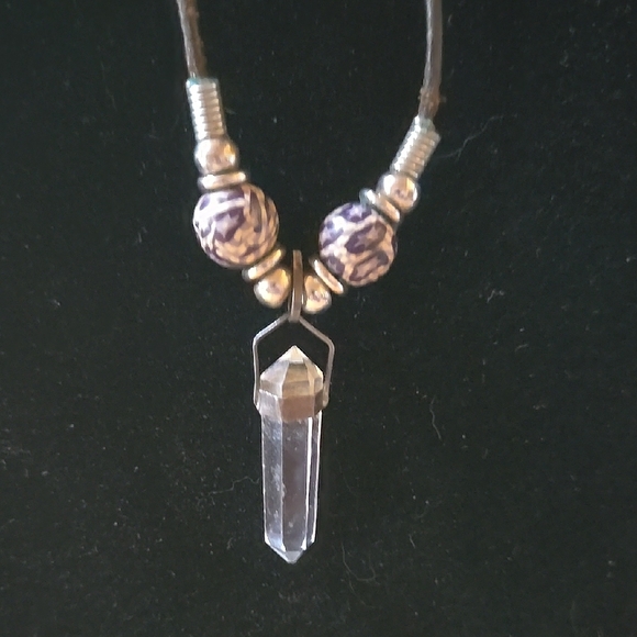 Crystal Pendant Necklace with Beads - Picture 2 of 3